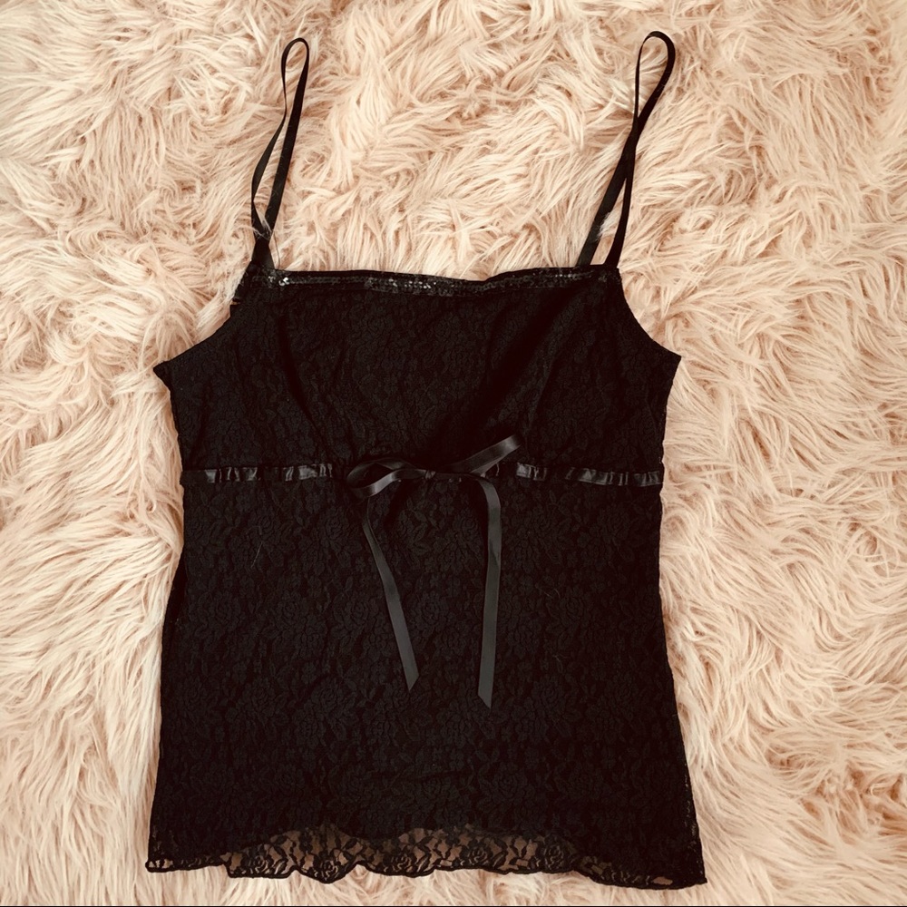 Y2K Grunge Fairy Black Lace Ribbon Size XL No Boundaries Tank Top
